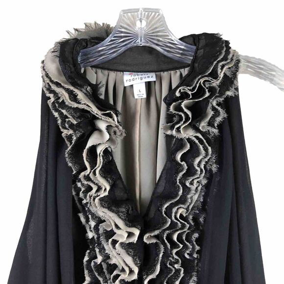 Neiman Marcus Robert Rodriguez Blouse Tank Top Sz L Target Lace Ruffle Career - Picture 2 of 10